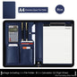 Executive Business A4 Leather Portfolio Folder Clipboard for Zippered Desk Organizer Document Briefcase Calculator for Office