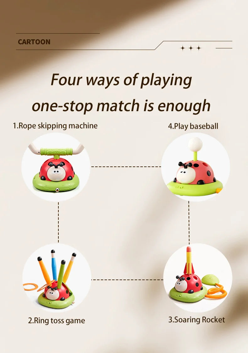 4 Styles Ladybug Sport Entertainment Baseball Toy Game Rope Skipping Machine Ferrule Jump Rocket Launcher Outdoor Play For Boy