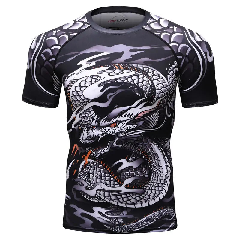New Men Sports Jiu Jitsu BJJ Suit Gym Fitness Compression Clothes Running Jogging Sport Wear Exercise Workout Rashguard Tights