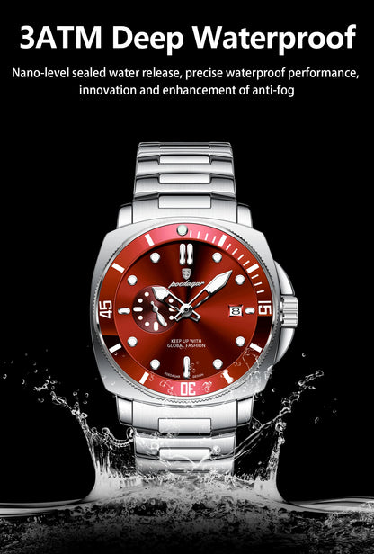 POEDAGAR Luxury Trendy Men Watch Waterproof Luminous Date Stainless Steel Male Watch Quartz Business Sports Men's Watches Reloj