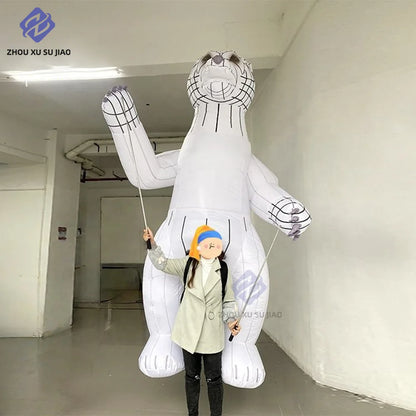 Inflatable Polar Bear Puppet with Lights Large Inflatable White Walking Animal Puppet For Festival Stage and Street Performances