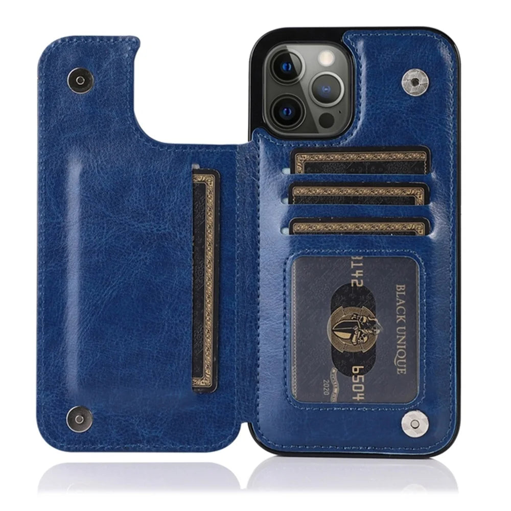 Leather Wallet Case for iPhone 15 14 13 12 11 Pro Max Mini Wallet Case XR X XS Max 8 7 6S 6 Plus SE 2022 2020 Card Holder Flip