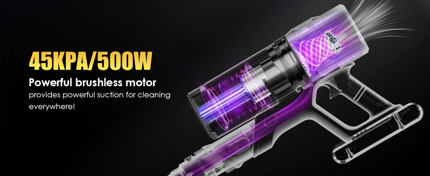 Vortisys V2 Cordless Vacuum Cleaner, 500W Brushless Motor, 36V/2200mAh Battery, Suitable for Floor, Carpet, Sofa, Mattress