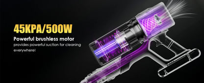 Vortisys V2 Cordless Vacuum Cleaner, 500W Brushless Motor, 36V/2200mAh Battery, Suitable for Floor, Carpet, Sofa, Mattress