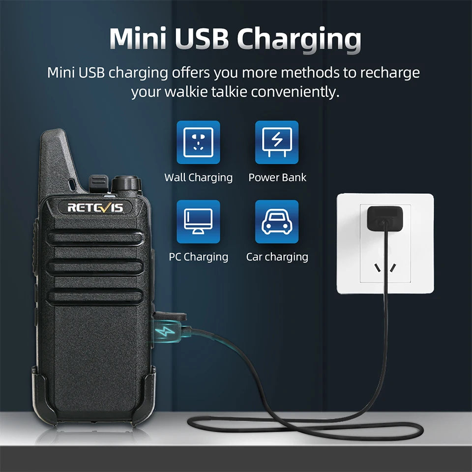 Retevis RT622 Mini Walkie Talkie 4 Pcs Walkie-talkies PMR446 FRS Portable Two Way Radio Communication Radio for Restaurant Hotel