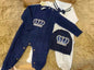 Dollbling Baby Boys' Knit Ribbed Romper Jumpsuit with Bodysuit and Hat 3pcs Set Newborn Cotton Knitted Sweater Romper Suit