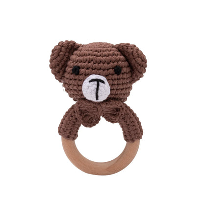 Baby Rattles Crochet Bunny Rattle Toy Wood Ring Baby Teether Rodent Baby Gym Mobile Rattles Newborn Educational Toys Gifts 1pc