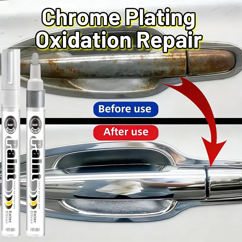 Silver Chrome Plating Touch Up Pen Auto Car Oxidation Rust Scratch Repair Tool For Rim Handle Mirror Trim