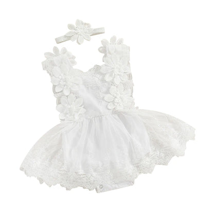 Baby Girl Summer Clothes Lace Romper Skirt Dress Princess Outfits Sleeveless Flower Newborn Outfit