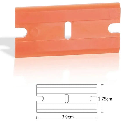 100 Pieces Two Cutting Plastic Razor Blade 1pcs Label Clean Razor Glue Remover Window Glass Clean Scraper Car Wrap Sticker Squee