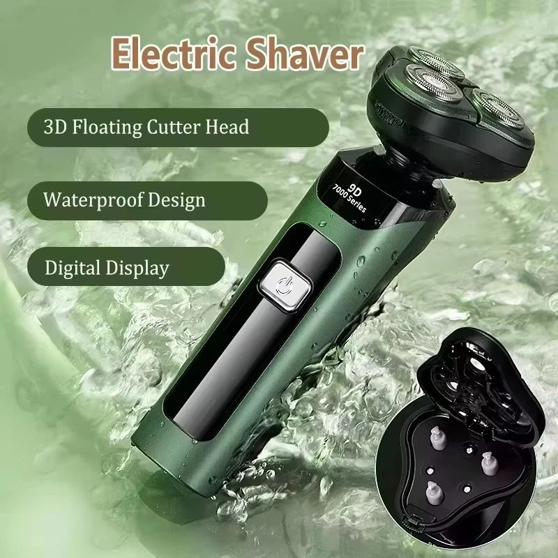 Men's Electric Shaver Intelligent Digital Display Waterproof Full Body Wash High Power Rechargeable Beard Trimmer