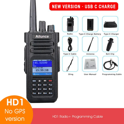 Ailunce HD1 DMR Walkies Talkies Long Range Walkie Talkies Portable Radio FM Communication Emergency Radio Ham Radio Station GPS