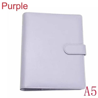 Solid Color Leather Folder Desktop Information Card Storage Notebook Folder Notepad Cover Leather Binder Study Office Supply