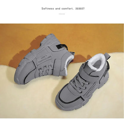 Winter Children's Boots Boys Plus Cashmere Thicken Warm Snow Boots Girls Non-slip Outdoor Boots Student Shoes Hiking Shoes