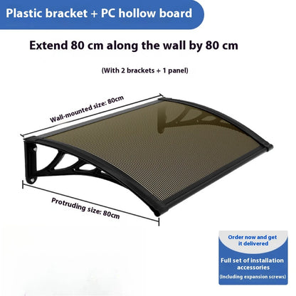 Window Awning Door Canopy 60x60 80x80 60x100 Window Awning Overhead Modern Polycarbonate Cover Outdoor Front Porch Patio Canopy