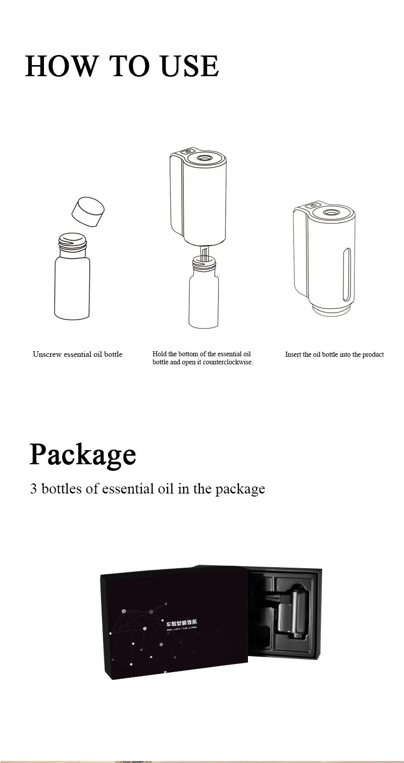 Air Freshener In The Car Aroma Diffuser 3 Levels Of Adjustable Intelligent Rechargeable Fragrance Diffuser Interior Car Accessor