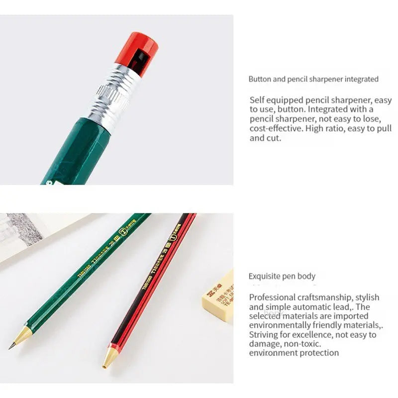 1-42Pcs Mechanical Pencils Set 2B 2.0mm Automatic Student Pencils with Sharpener Color Pencil Leads School Pens Cute Stationery