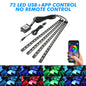 48 72 LED RGB Car Foot Light & Underglow Neon Lamp, Music Sync Interior Ambient Light with Remote Control, USB & 12V Dual Power Plug, Multi-Colour Atmosphere Decorative Lighting for Universal Auto Interior Exterior Decoration