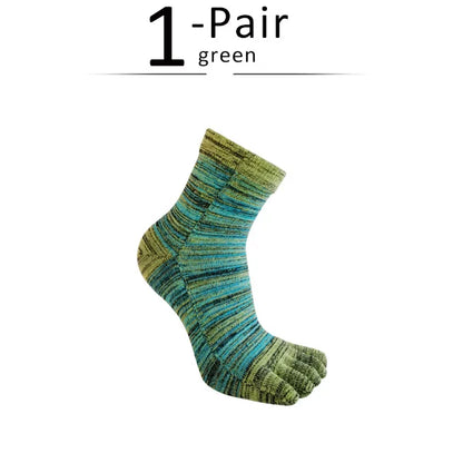 1/5 Pairs Colorful 5 Finger Socks Business Man Cotton Striped Young Casual Sweat-Absorbing Happy Party Dress Toe Short Socks