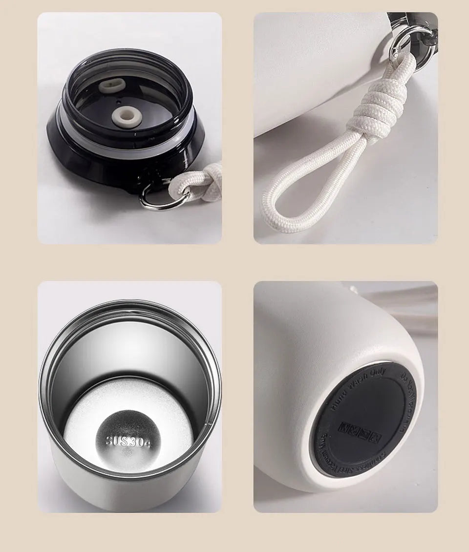 Vacuum Insulated Coffee Travle Mug Stainless Steel Thermo Bottle Cup Thermal Tumbler With Carrying Ring Flask for Hot Cold Drink