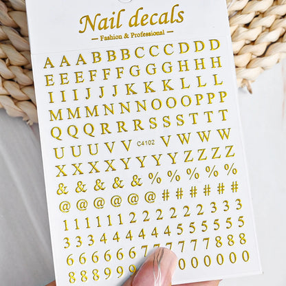 3D Glittery Gothic Letter Design Nail Art Stickers Uppercase Alphabet Letters Artistic Designs DIY Nail Art Decals Decoration #1