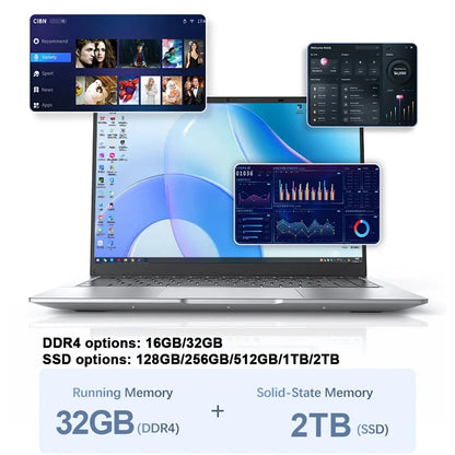 14.1 Inch Business Ultra Portable Laptop I9-9900 I9-10980HK 2026 Win11 DDR4 16GB/32GB RAM 2TB SSD Slim Office Notebook PC