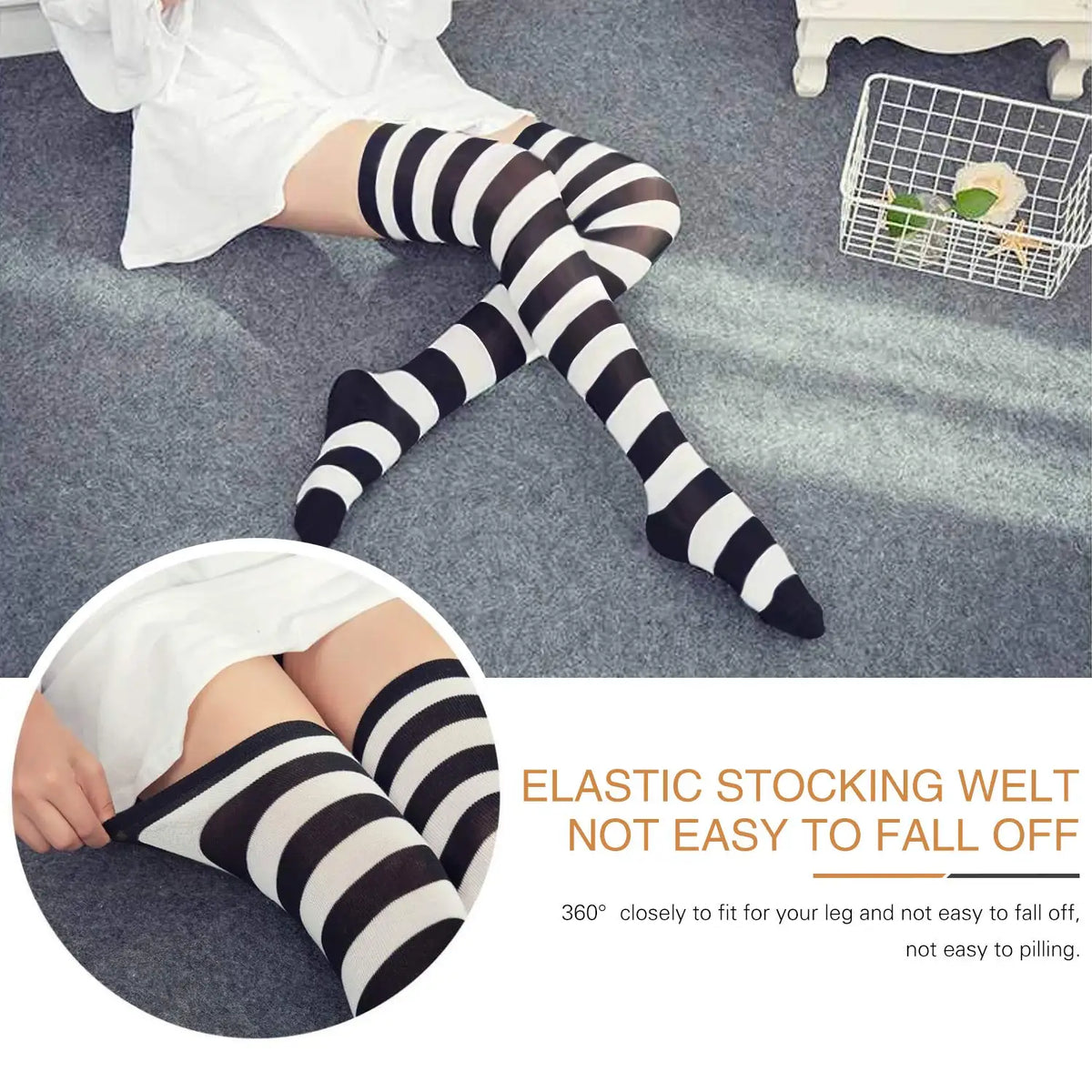 Color Striped Stockings Japanese Over Knee Socks Fashion Women Keep Warm Soks Sexy Slim Long Socks Hosiery JK Cosplay Lolita Y2k