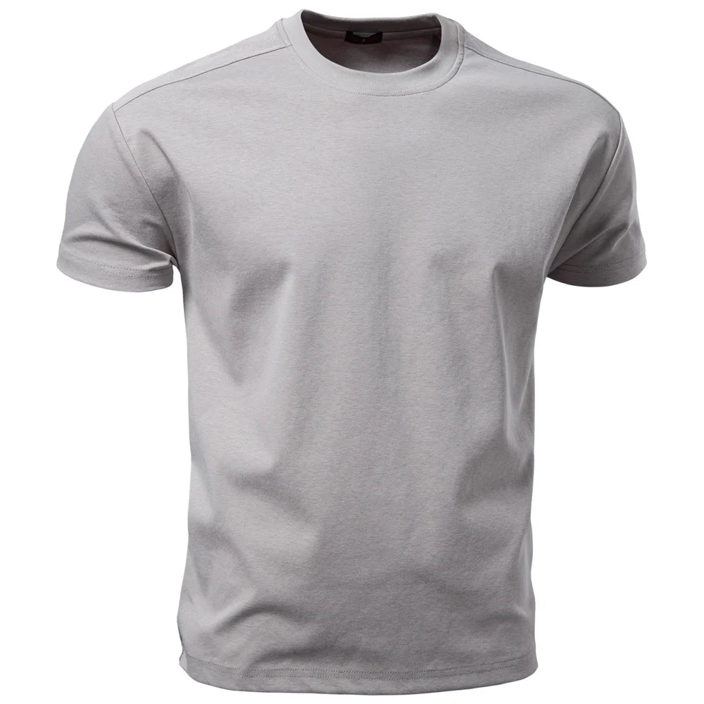 AIOPESON Men's Cotton O-Neck T-Shirt Soft Touch Comfortable Solid Color 8 Options Breathable Lightweight Casual Daily Tee