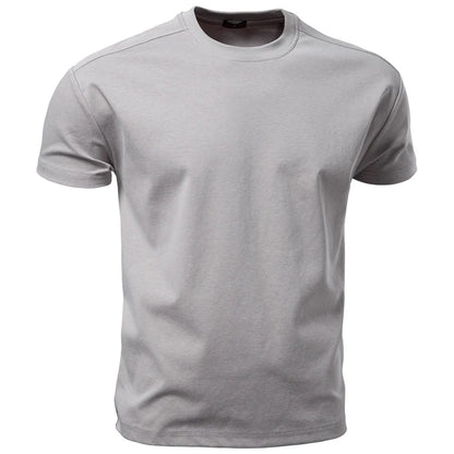 AIOPESON Men's Cotton O-Neck T-Shirt Soft Touch Comfortable Solid Color 8 Options Breathable Lightweight Casual Daily Tee