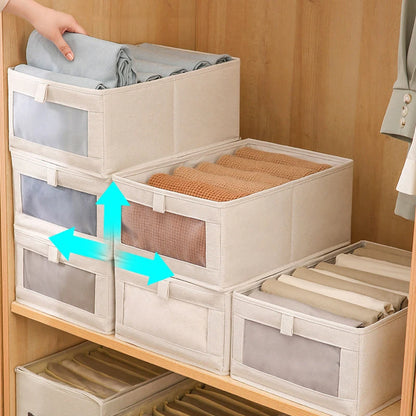 Fabric Window Cotton Linen Storage Box Wardrobe Storage And Arrangement Large Clothing Storage Box Toys Can Be Folded
