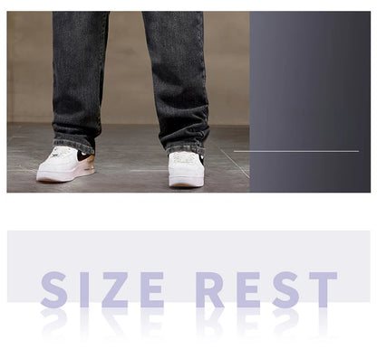 Extra Big Size Jeans Men High Elastic Waist Baggy Denim Pant Male Plus Large Loose Slim Fit Cowboy Trouser 8XL 6XL Classic Black