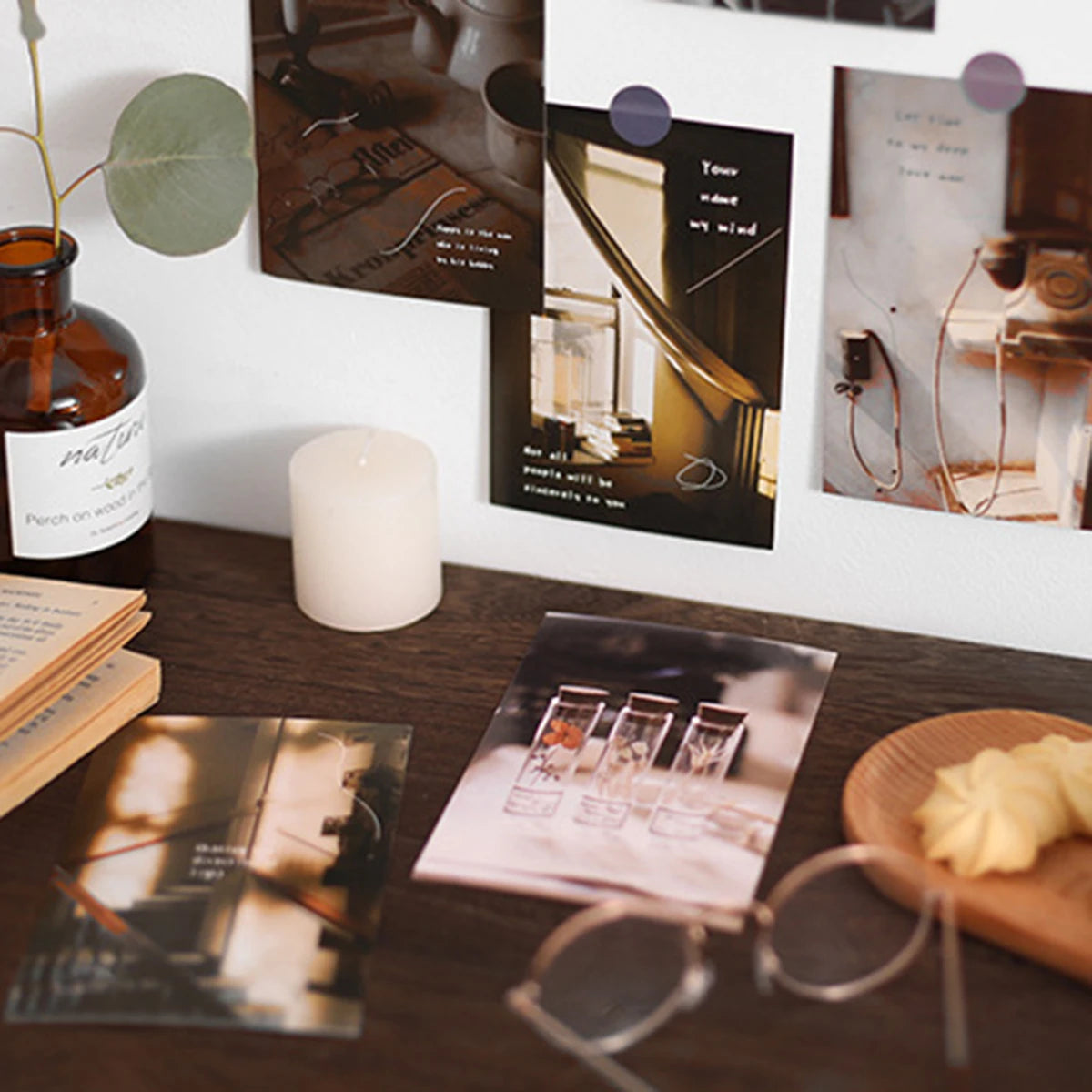 30pcs/pack Lifestyle-Themed Decorative Cards, Various Patterns, for Home Walls and Photo Frames (Includes Stickers)