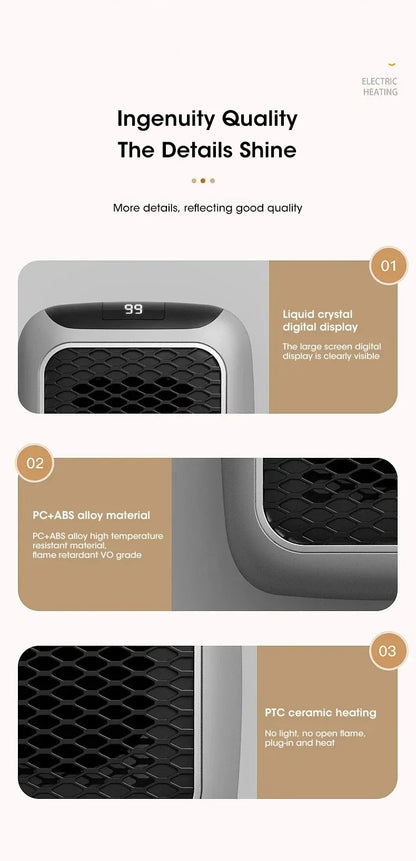 500W Electric Heater Wall-mounted Warm Air Blower Mini Hot Air Blower Plug-in Radiator With Remote Control Electric Hot Fan