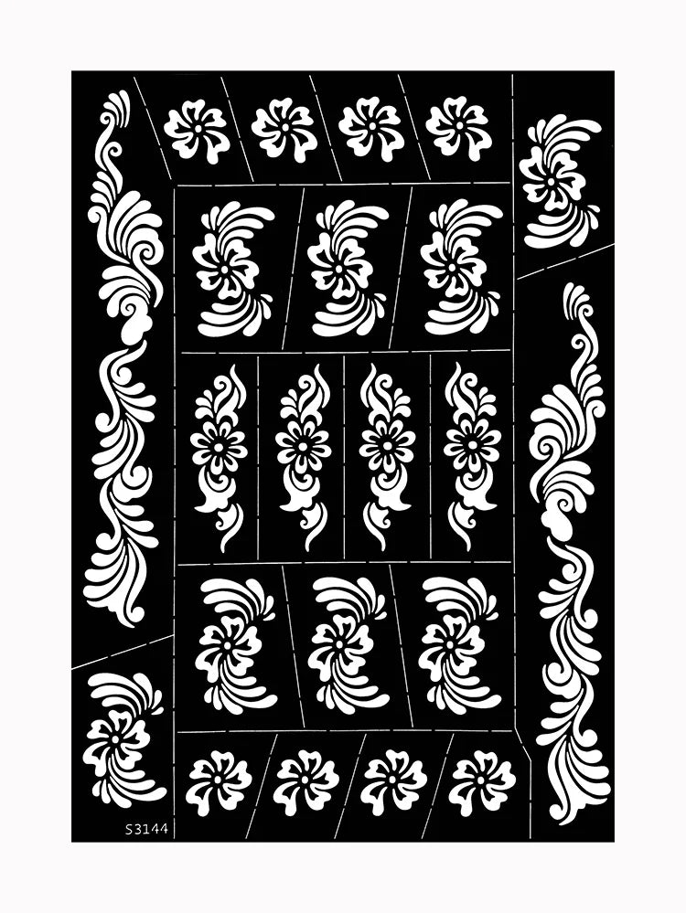 Flower Tattoo Stencil Reusable Henna Template for Hand and Body Henna Tattoo Design for Wedding Festival Party Tattoo Tools