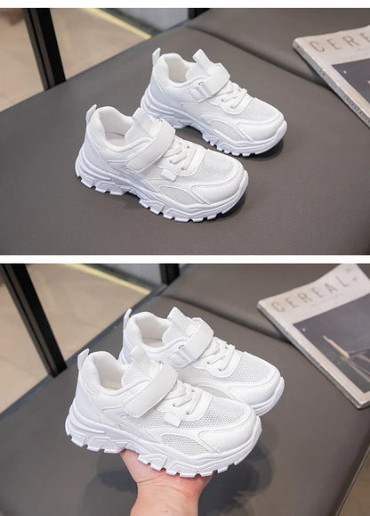 Kid Sneakers Sport Shoes for Boys Fashion Leather Children Breathable Mesh Comfort Shoes Casual Walking Outdoor Running Shoes