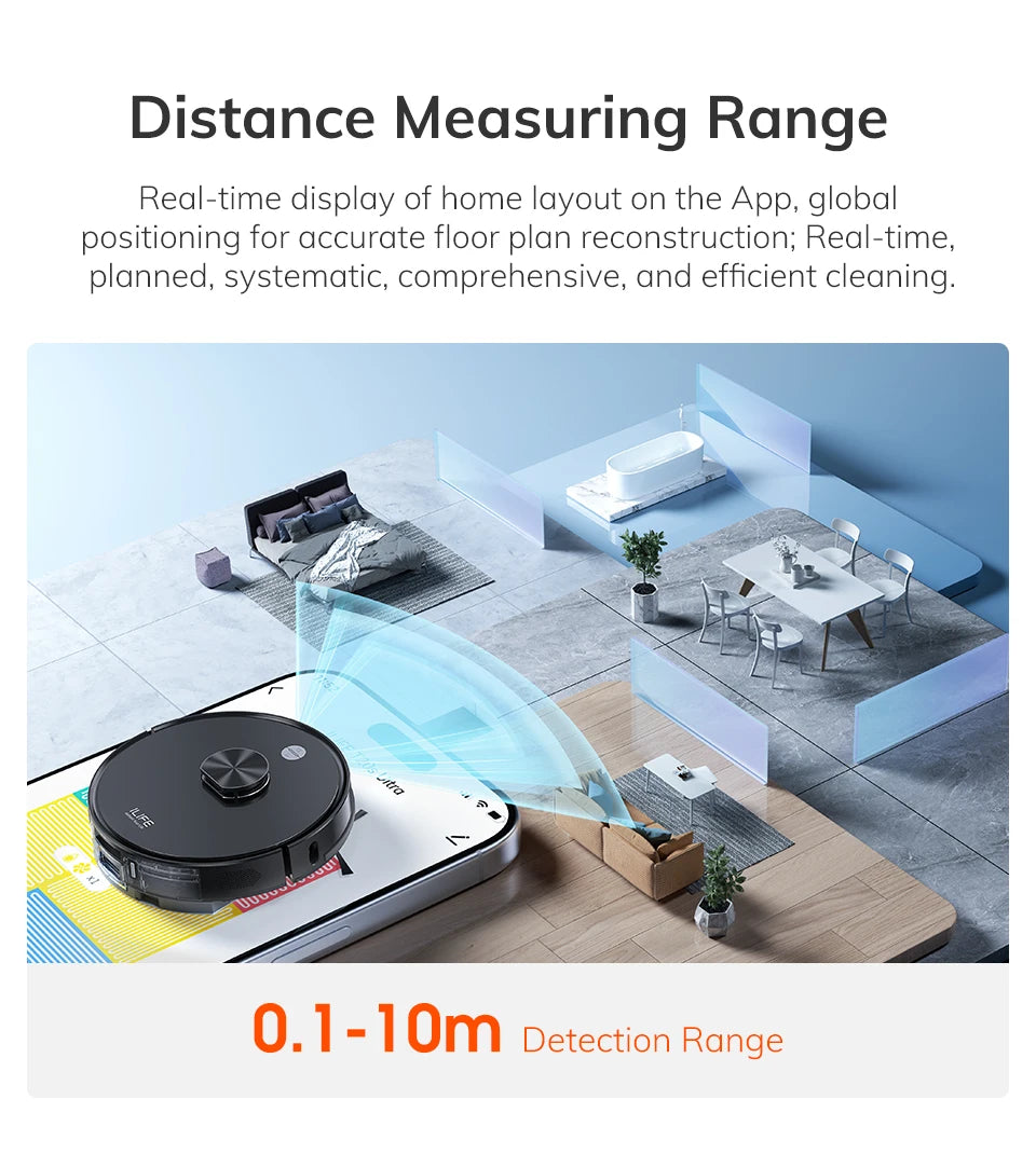 ILIFE T20s Ultra Robot Vacuum Cleaner with Self-Emptying Station, 10000Pa Suction, 4600mAh Battery, 300 Min Max Runtime