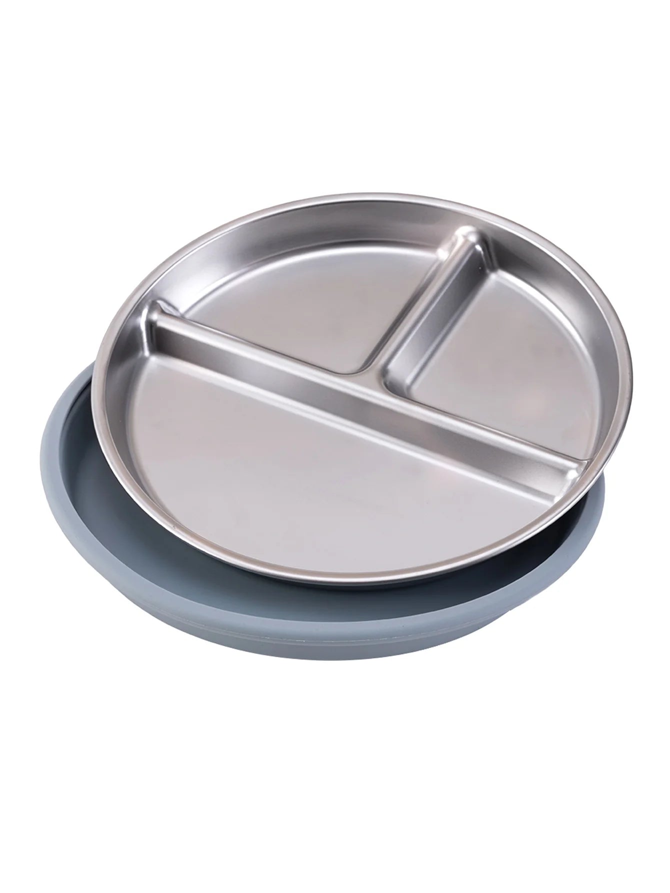 1PCS Stainless Steel Dishes Plate Detachable Suction Bowl For Baby Feeding BPA Free Silicone Base Tableware Newborn Essentials