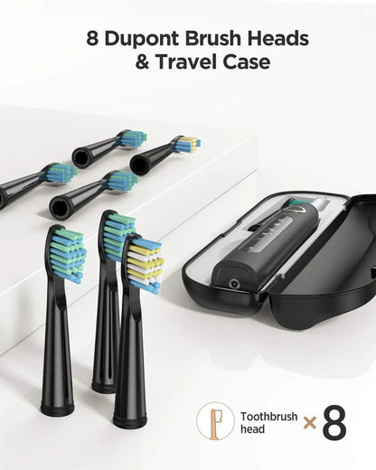 Fairywill FW507 Electric Sonic Toothbrush USB Charger Tooth 8Brush Replacement Waterproof Electronic Toothbrush with Travel Case