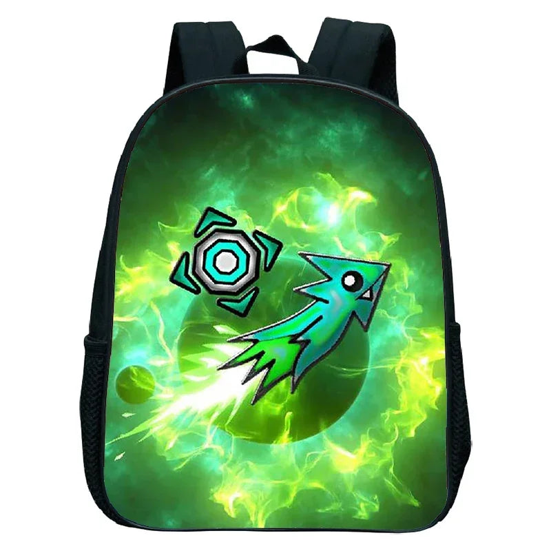 16 Inch Angry Geometry Dash Backpack Boys Girls Bookbag Cartoon Game Kids Kindergarten School Bags Toddler Childcare Backpack