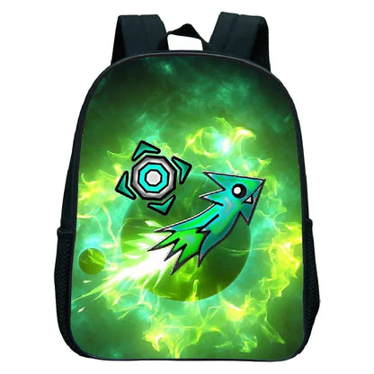 16 Inch Angry Geometry Dash Backpack Boys Girls Bookbag Cartoon Game Kids Kindergarten School Bags Toddler Childcare Backpack