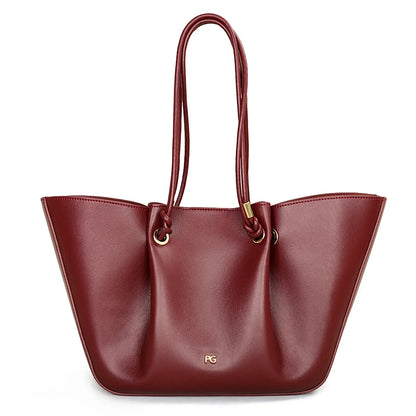PG Women Pebbled Leather Tote Bag Large Capacity Fashion Shoulder Top Handle Handbag Elegant Daily Work