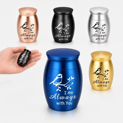 L27 Mini Stainless Steel Pet Cremation Urn Bird Branch Ashes Keepsake Memorial Container for Dog Cat Loss Remembrance Gift