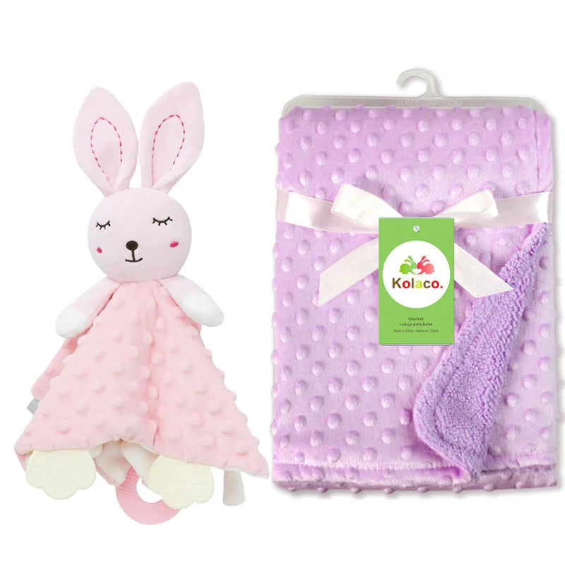Custom Name Baby Blanket Personalized Baby Shower Gift Soft Minky Dot 2-in-1 Blanket & Lovey Set for Boys Girls