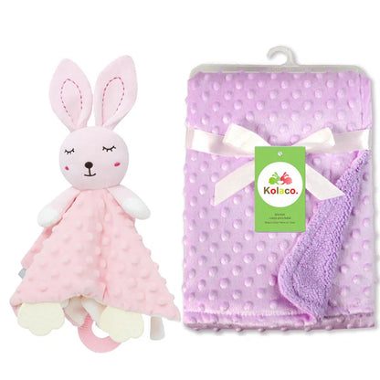 Custom Name Baby Blanket Personalized Baby Shower Gift Soft Minky Dot 2-in-1 Blanket & Lovey Set for Boys Girls