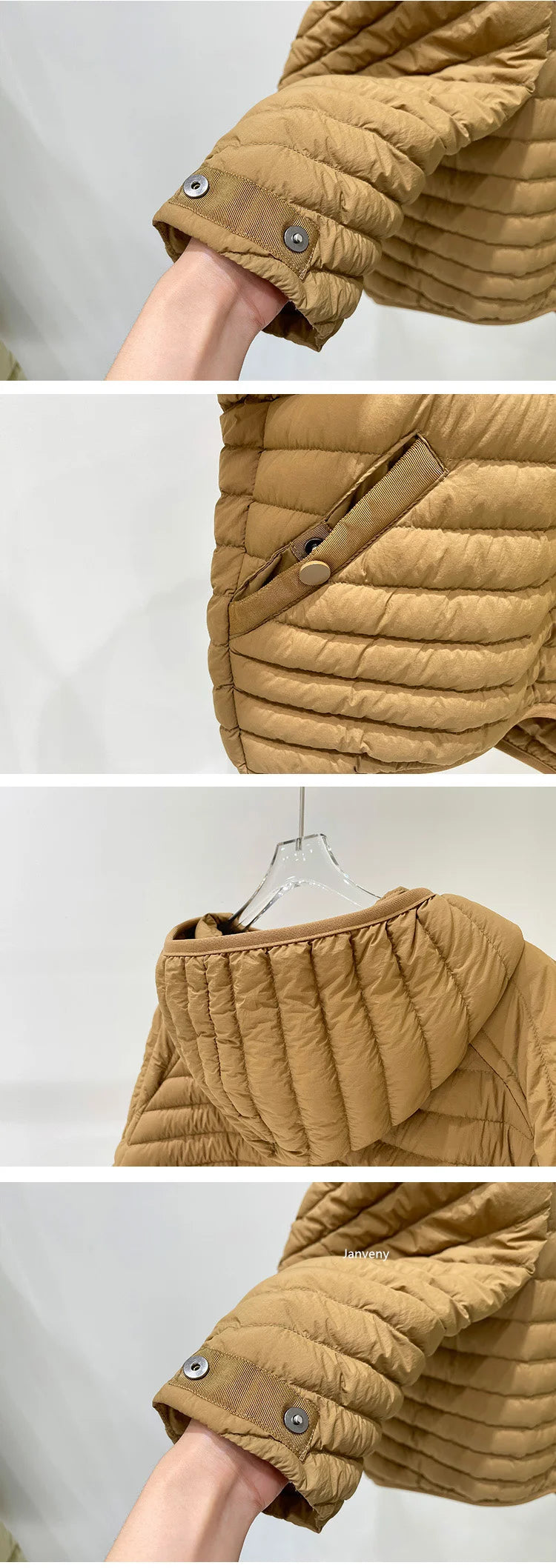 JANVENY 2025 New In Winter Short Puffer Jacket Women Ultra Light Loose 90% White Duck Down Coat Female Hooded Thin Parka Outwear