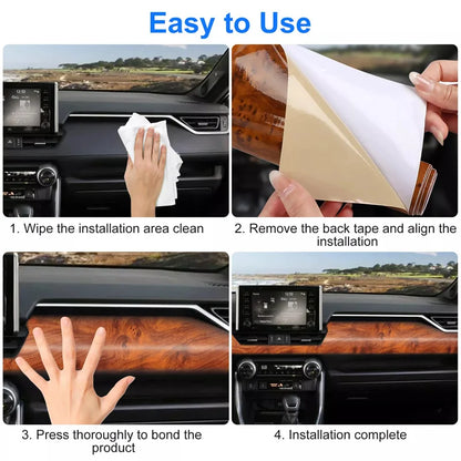 New·High Glossy Car Sticker Waterproof Car Internal Adhesive DIY Film Wood Grain Vinyl Decal Universal Auto Interior Accessories