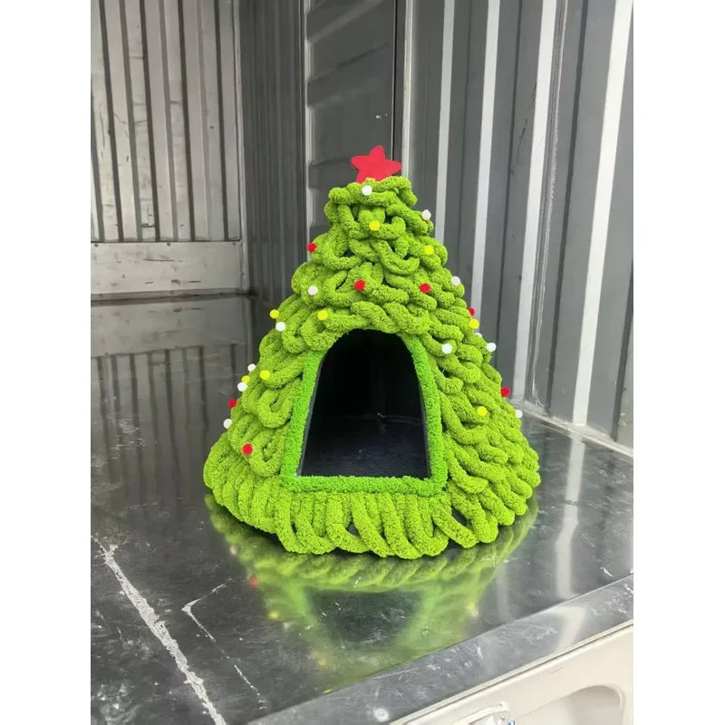 Modern Christmas Tree Cat Tent Knitted Design Warm Pet House for Cats and Kittens Ready to Use Living Room OEM ODM