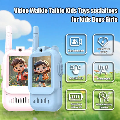 AIRITON JK200 Kids Video Intercom Walkie-talkie Cute Screen Easy Use Rechargeable Large Battery Cute Ham Radio for Gift