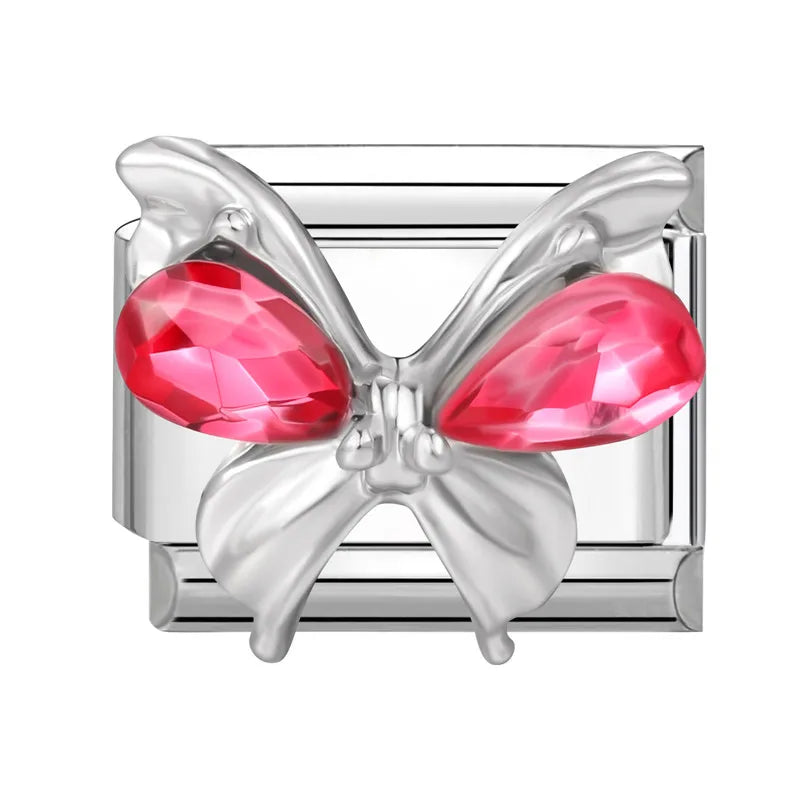 Fashion Heart Bow Knot Butterfly Star Rose Flowers Italian Charm Links Fit 9mm Stainless Steel Bracelet Women DIY Making Gift