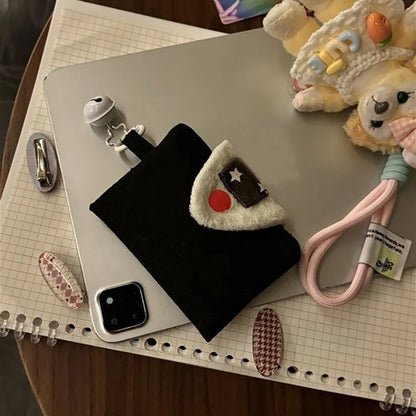 Cute Rice Ball Card Holder Coin Purse Money Card Integrated Canvas Portable Small Bag Storage Bag ID Bag